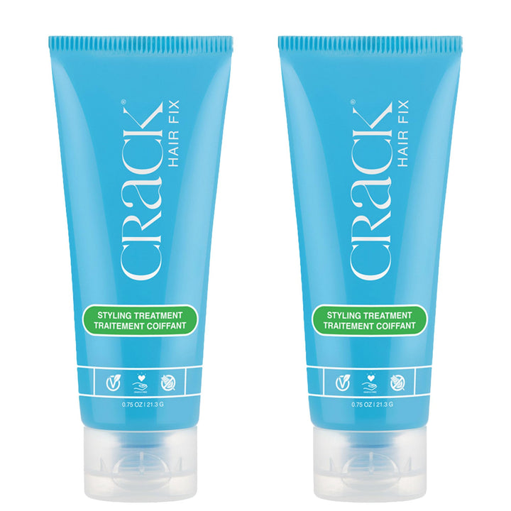 Crack front packaging twin pack showing travel tubes and clear labeling for convenience