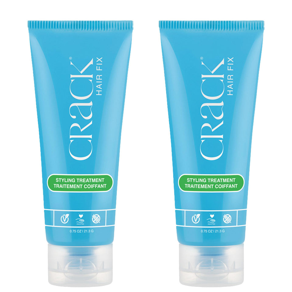 Crack front packaging twin pack showing travel tubes and clear labeling for convenience