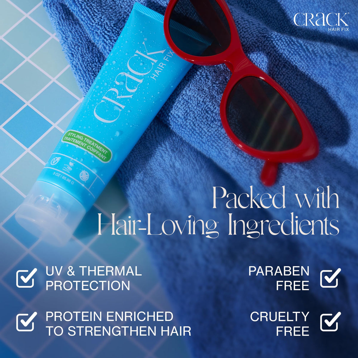 Crack protecting hair from heat during blow-dry to preserve shine and integrity