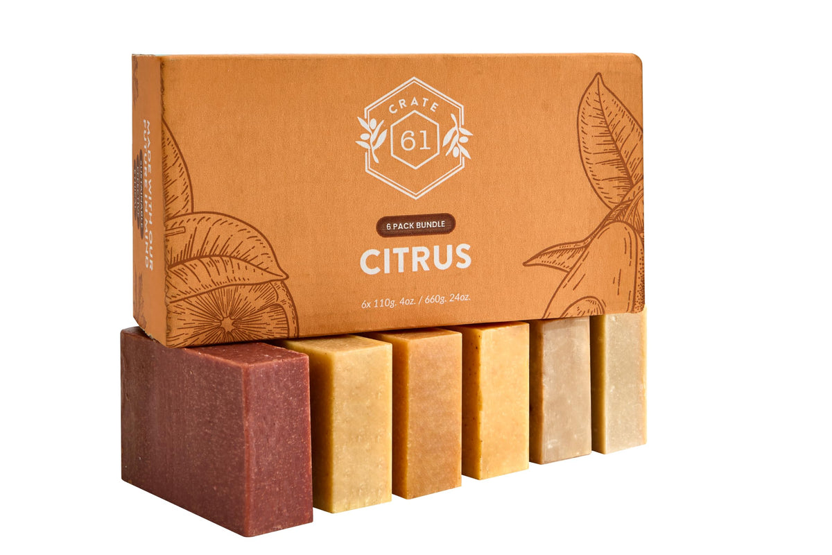 Crate 61 Organics close-up of soap texture highlighting natural botanical tint and smooth finish
