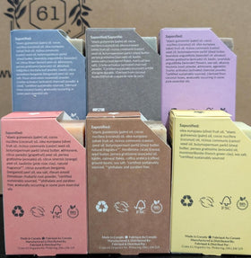 Crate 61 Organics soap in a bathroom lifestyle scene illustrating sustainable, natural bathing