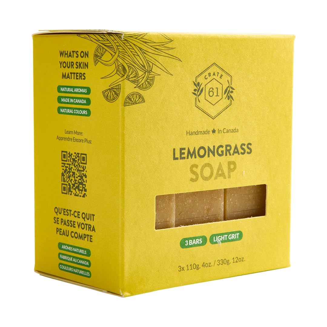 Crate 61 Organics close-up of lemongrass soap texture highlighting creamy lather