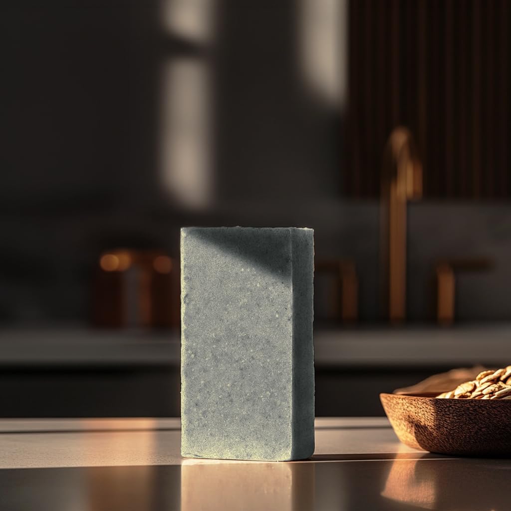 Crate 61 Organics unwrapped soap showing recycled kraft paperboard packaging and eco benefit