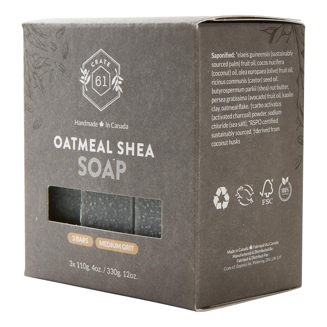 Crate 61 Organics ingredients display of oils, kaolin clay, and oatmeal showing natural sourcing