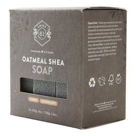 Crate 61 Organics ingredients display of oils, kaolin clay, and oatmeal showing natural sourcing
