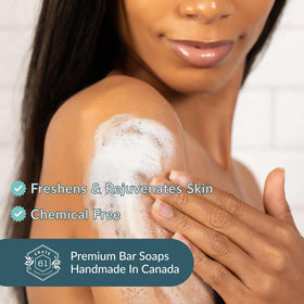 Crate 61 Organics lather on hand demonstrating rich foam and mild cleansing