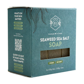 Crate 61 Organics close-up of the bar's textured top showing natural clay and sea salt for gentle exfoliation