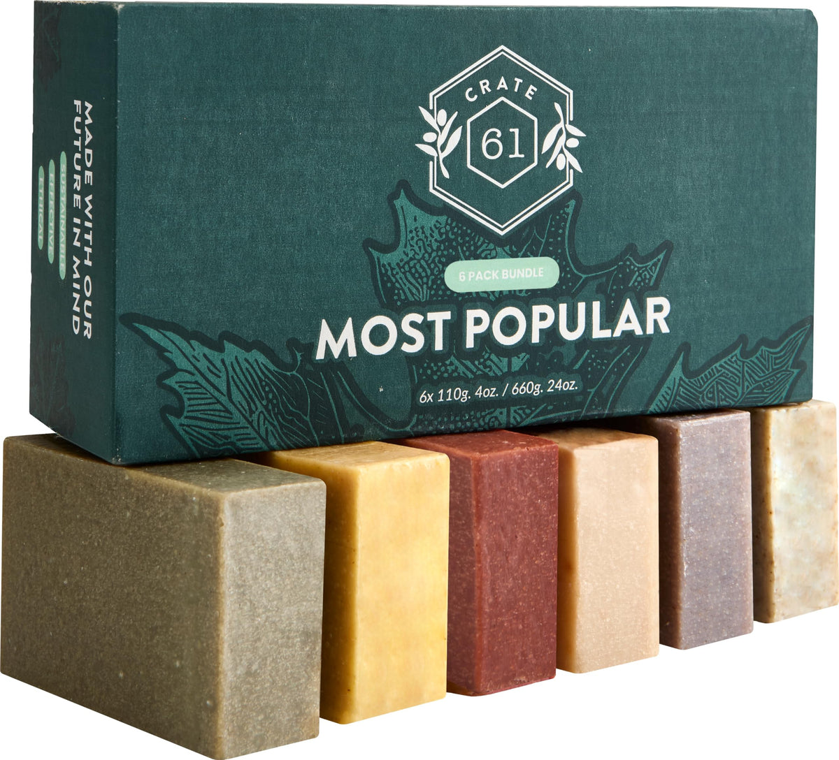 Crate 61 single bar close-up of texture highlighting moisturizing botanical blend