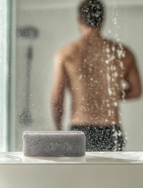 Crate 61 Organics soap resting on draining dish demonstrating longer-lasting storage