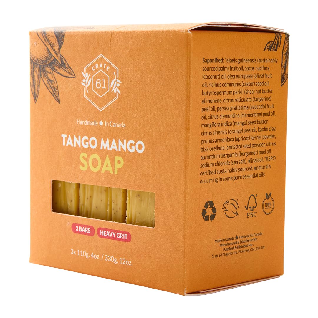Crate 61 Organics mango ingredients olive avocado shea displayed for nourishing benefits