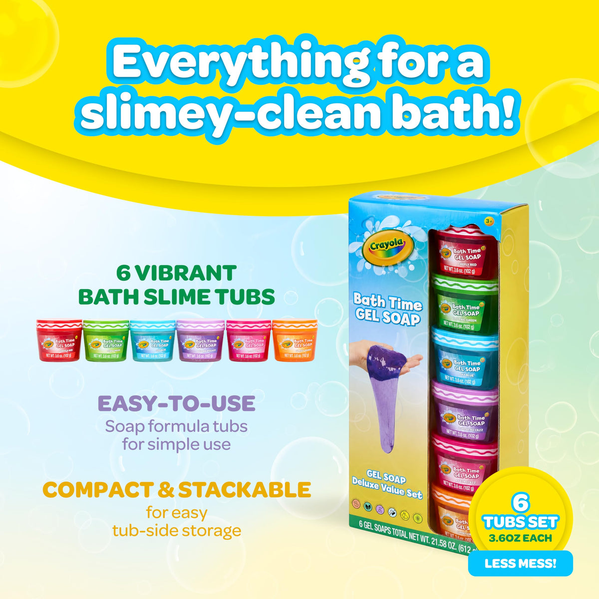 Crayola bath slime open tub texture closeup demonstrating stretchy, squishy feel