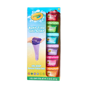 Crayola bath slime six tubs front packaging showing colorful set and easy storage