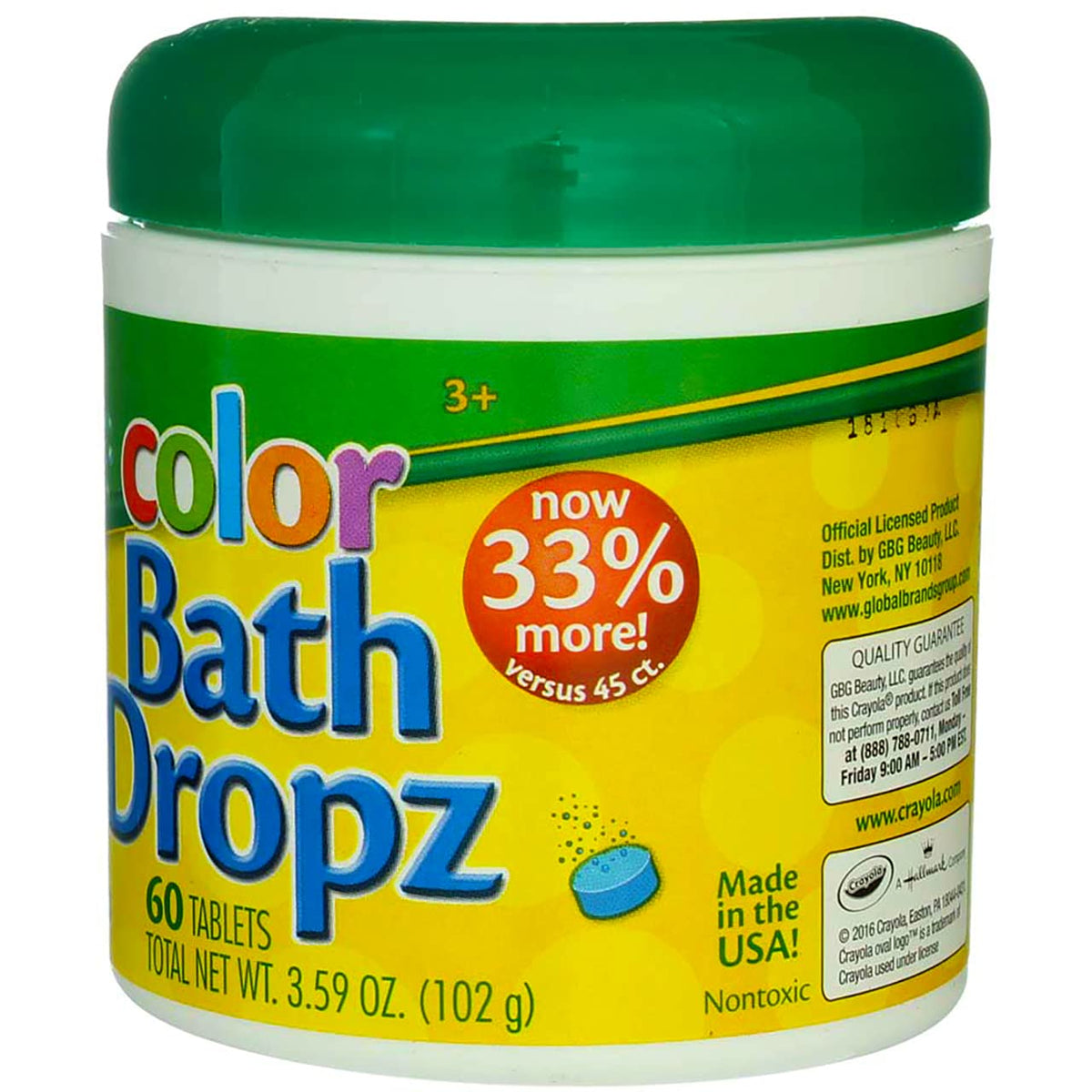 Crayola product label and ingredients panel for safe usage information