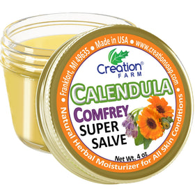 Creation Pharm front jar showing product and clear branding benefit of portability