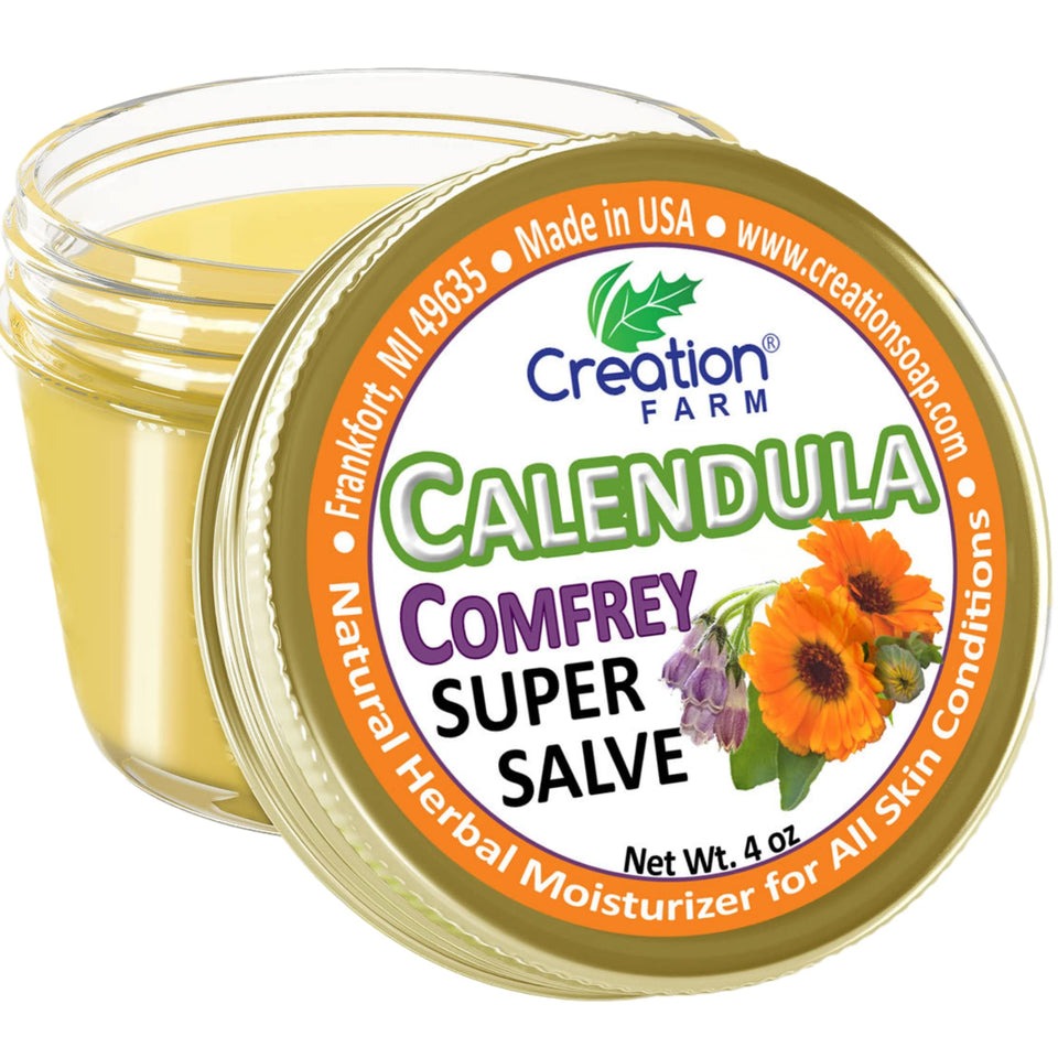 Creation Pharm front jar showing product and clear branding benefit of portability