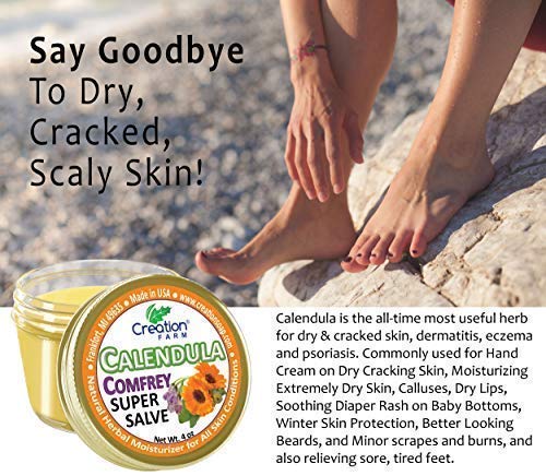 Creation Pharm comfrey leaves detail showing source ingredient and nourishing benefit