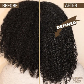 Creme of Nature close-up highlighting flaxseed and argan oil to show nourishing benefit