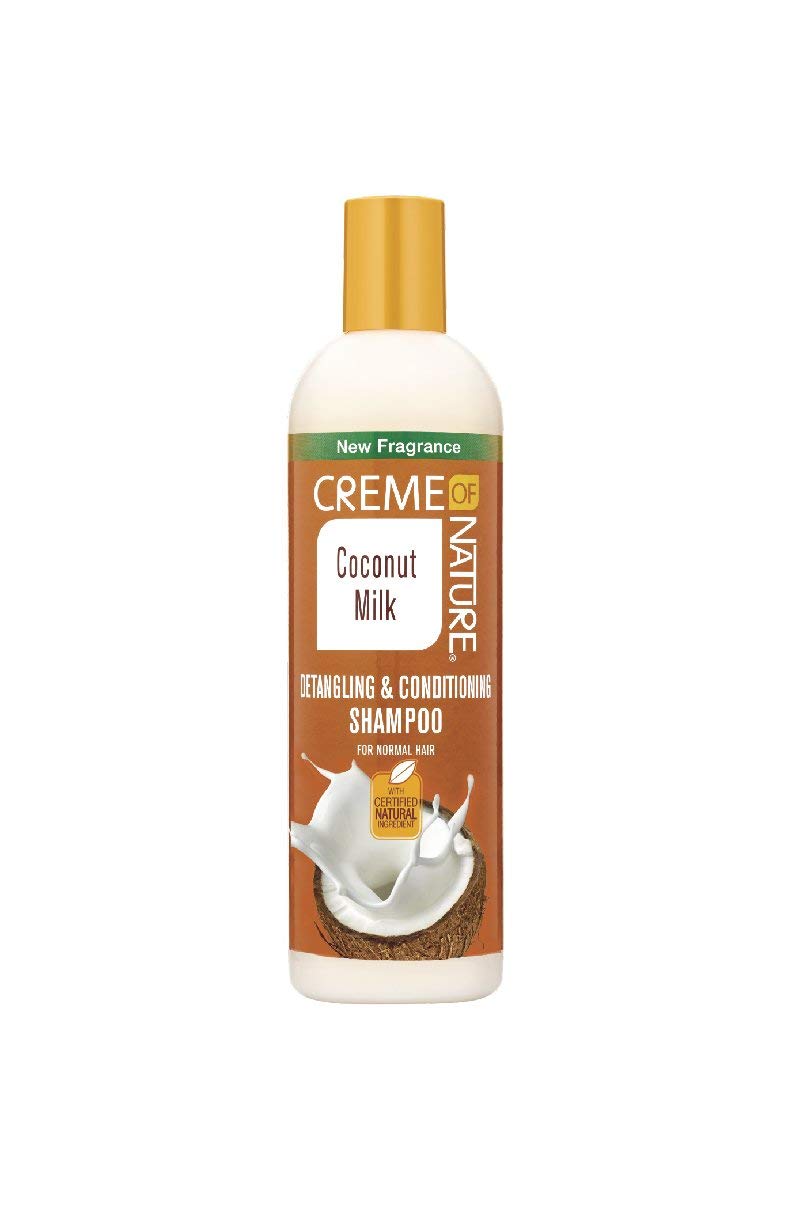 Creme of Nature front bottle view showing product label and creamy conditioner benefits