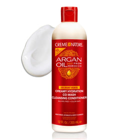 Creme of Nature label closeup highlighting argan oil and color safety