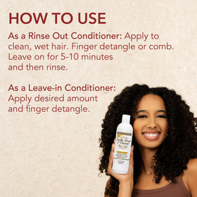 Creme of Nature label with flaxseed and argan oil callouts for nourishing benefits