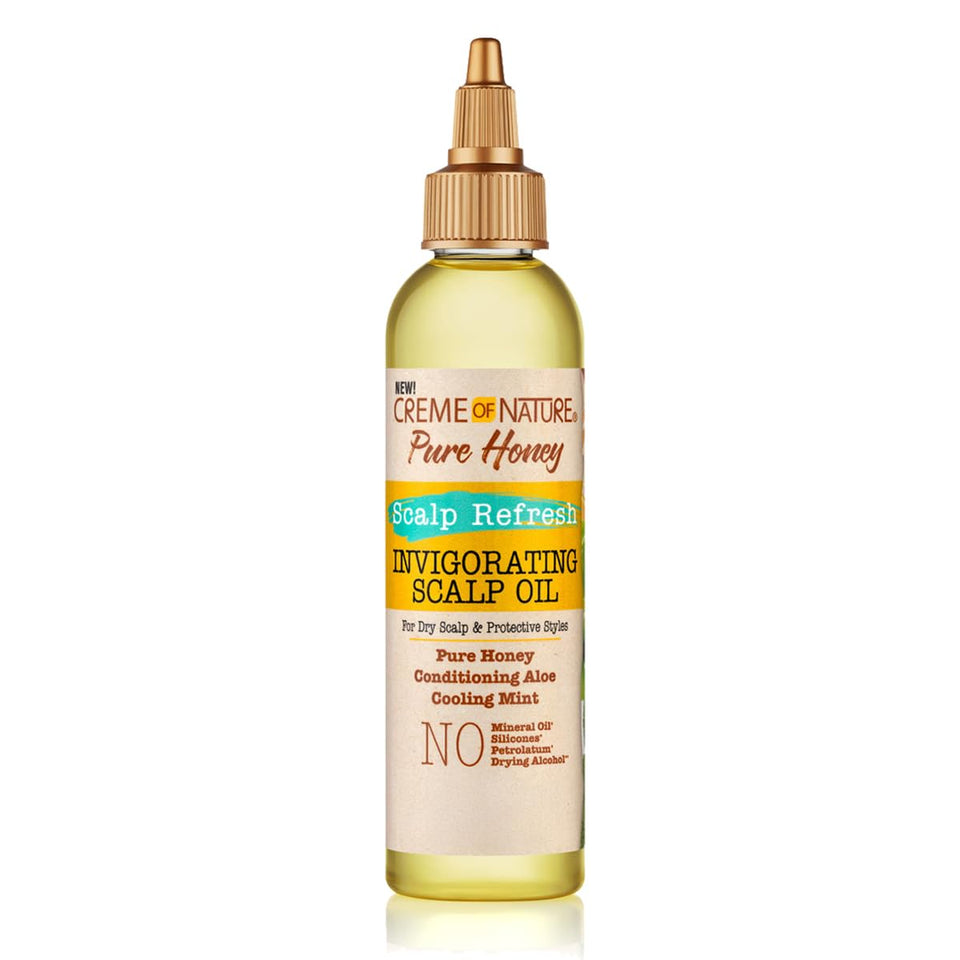 Creme of Nature front packaging showing bottle and label with benefits