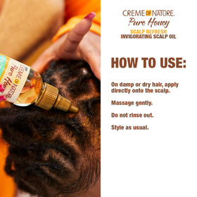 Creme of Nature being applied to a braid for targeted scalp hydration