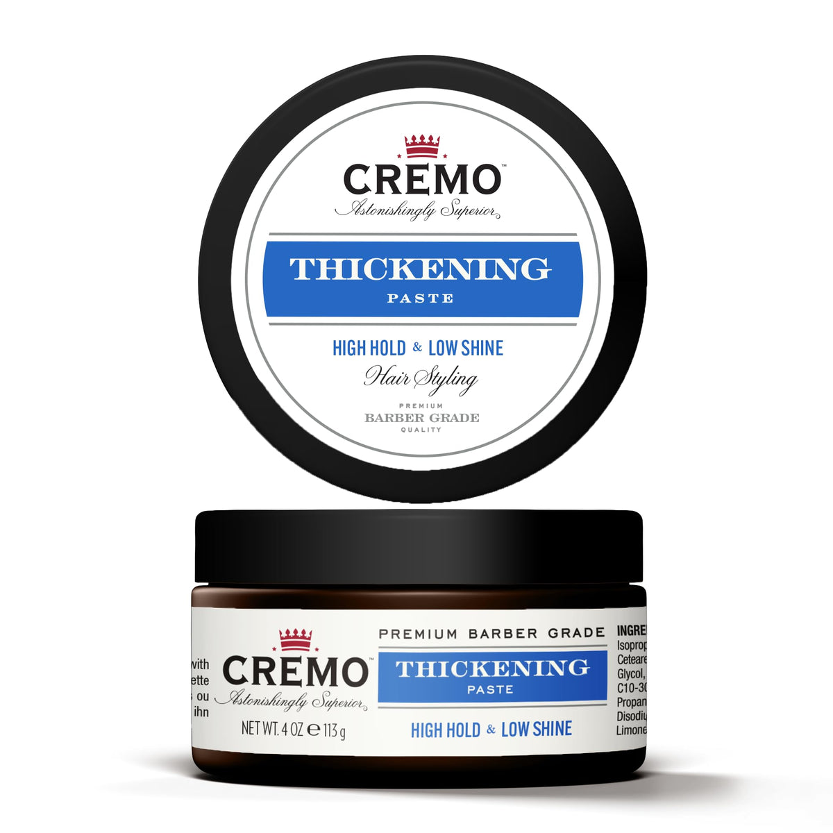 Cremo jar front packaging showing label and 4 oz size for easy identification