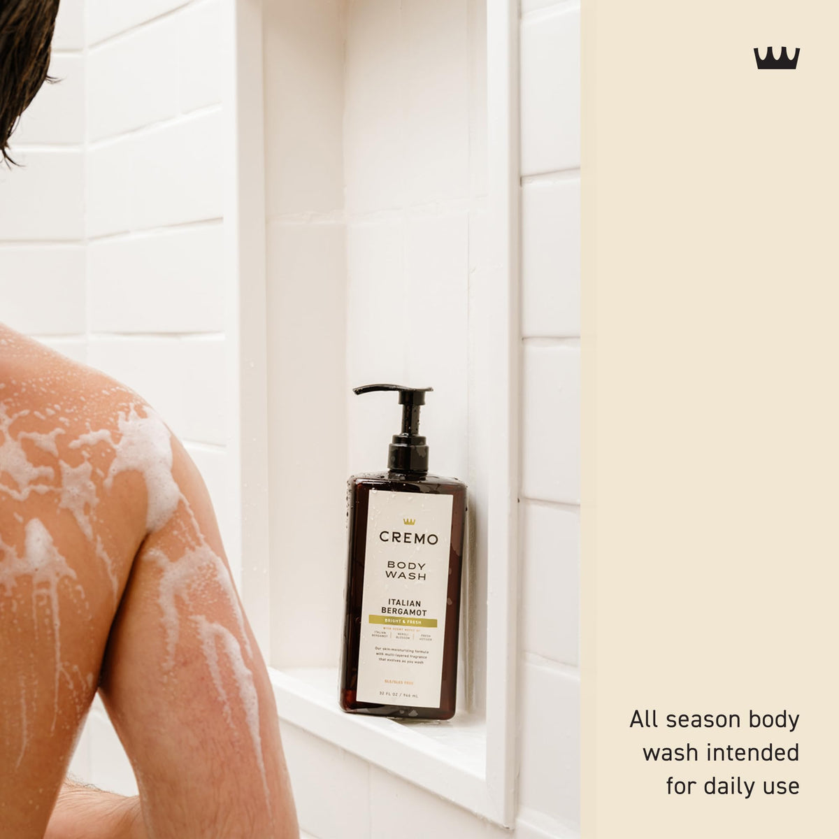 Cremo rich lather close-up foam demonstrating creamy texture and moisturize benefit