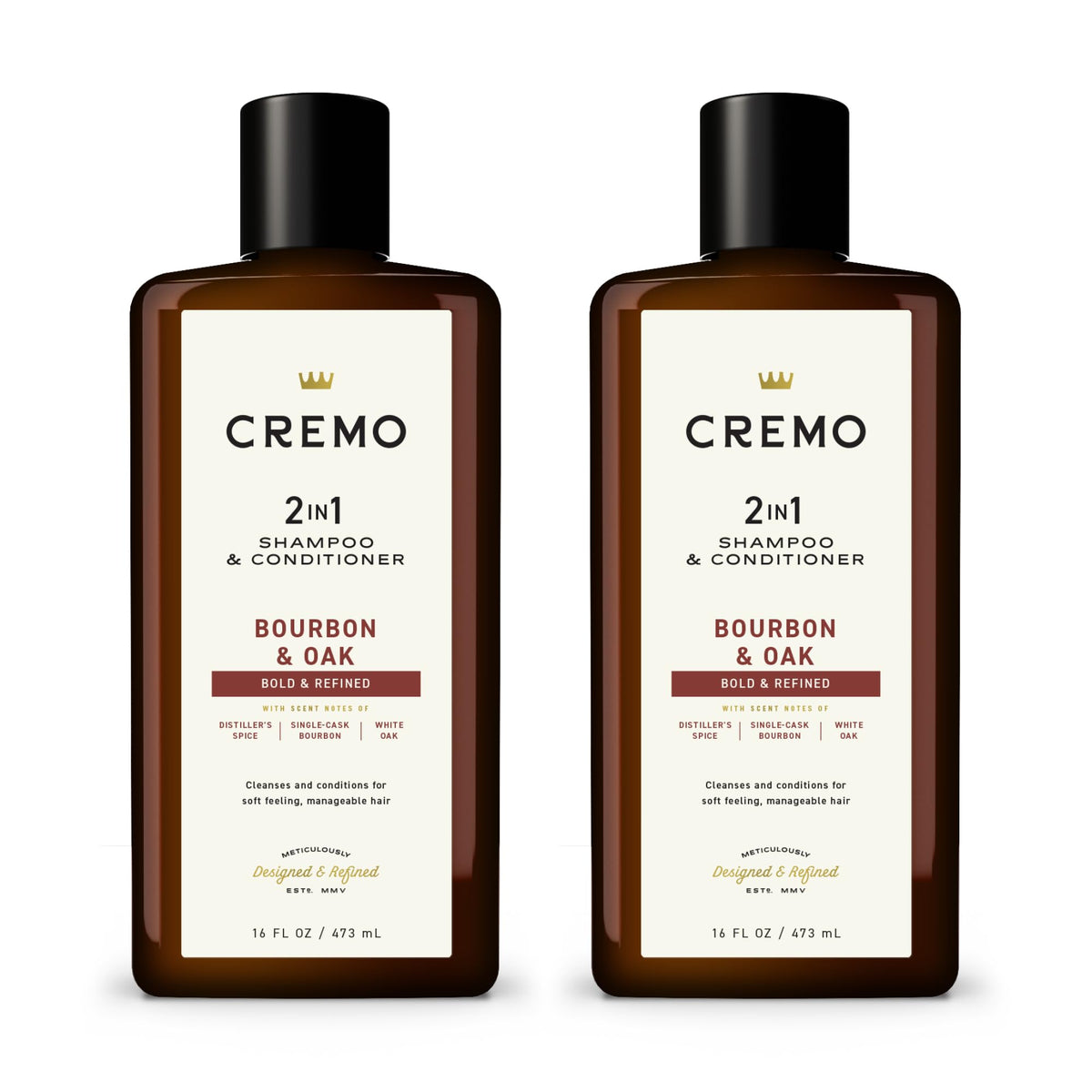 Cremo front bottle showing packaging and elegant shower storage benefit