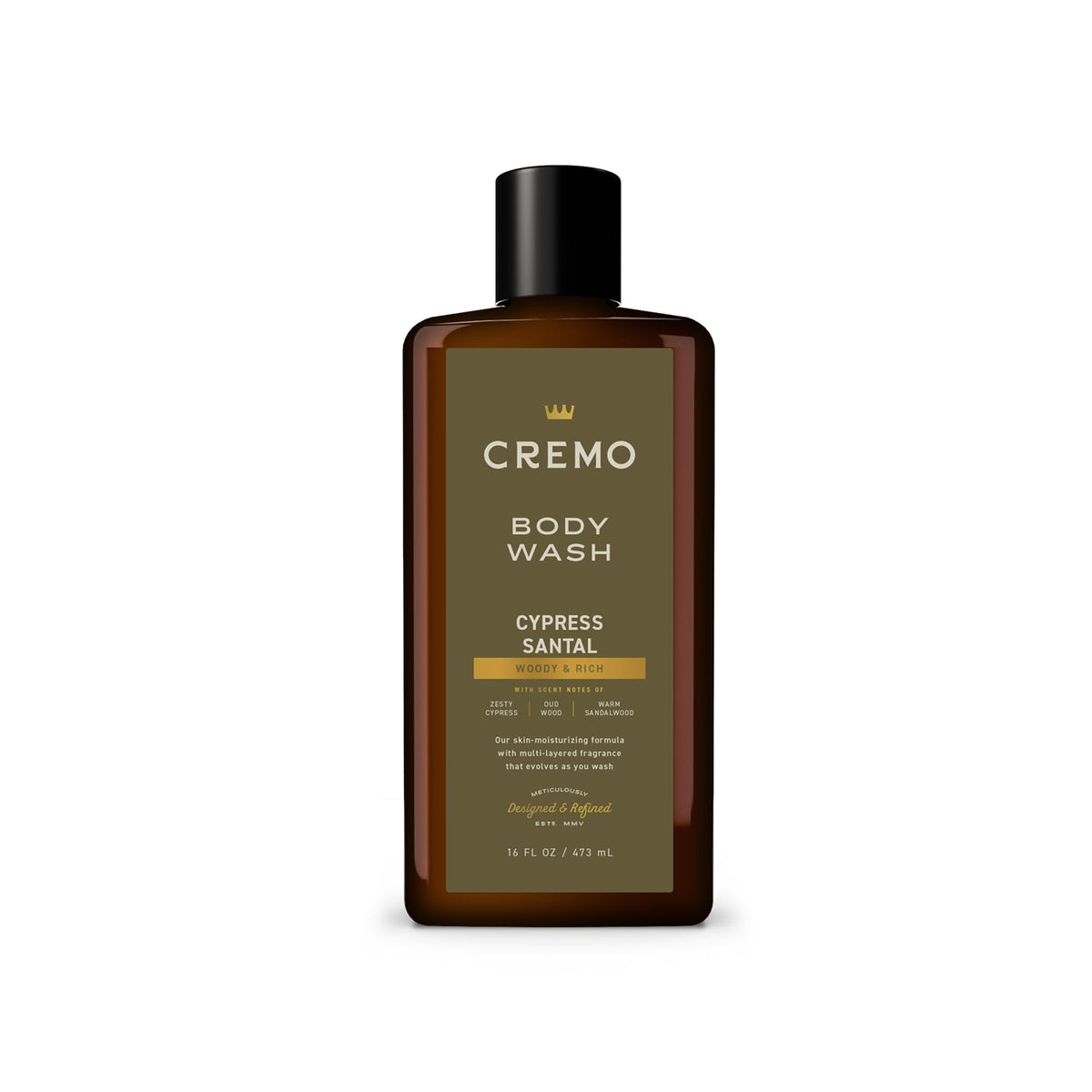 Cremo Cypress Santal front packaging showing label and bottle benefit
