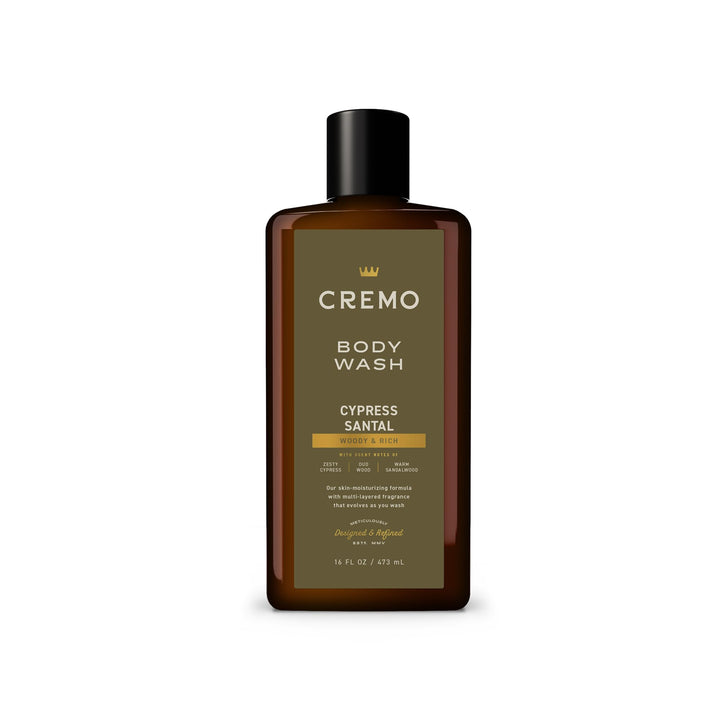 Cremo Cypress Santal front packaging showing label and bottle benefit