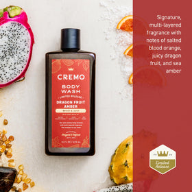 Cremo close-up of label highlighting fragrance notes for scent clarity and quality