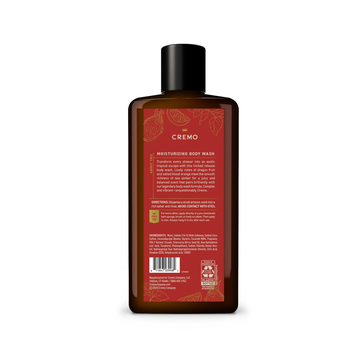 Cremo ingredient panel visual indicating scent components and transparent formula benefit