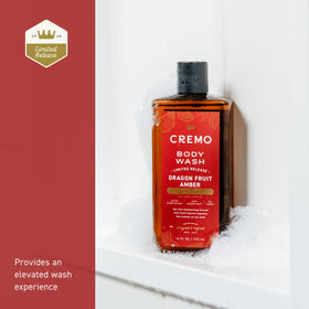 Cremo close texture of thick lather showing luxurious foam and thorough cleansing benefit