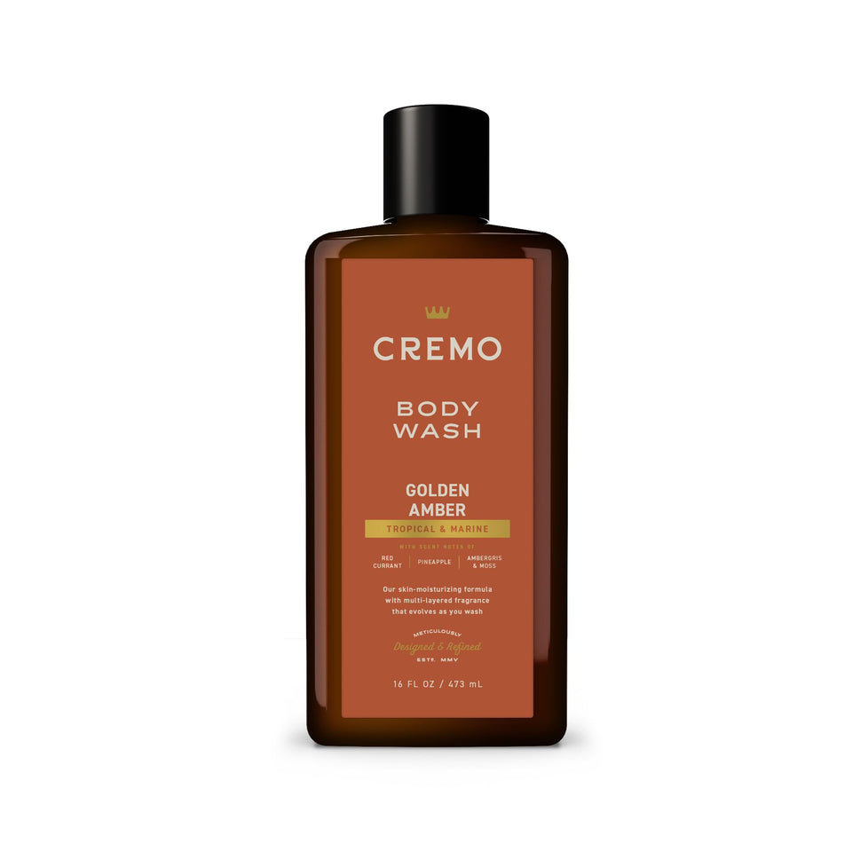 Cremo front bottle showing Golden Amber label and premium look benefiting quick shelf recognition