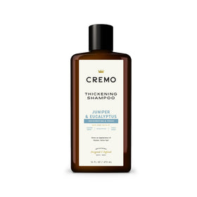 Cremo bottle front view showing label and fresh juniper fragrance benefit