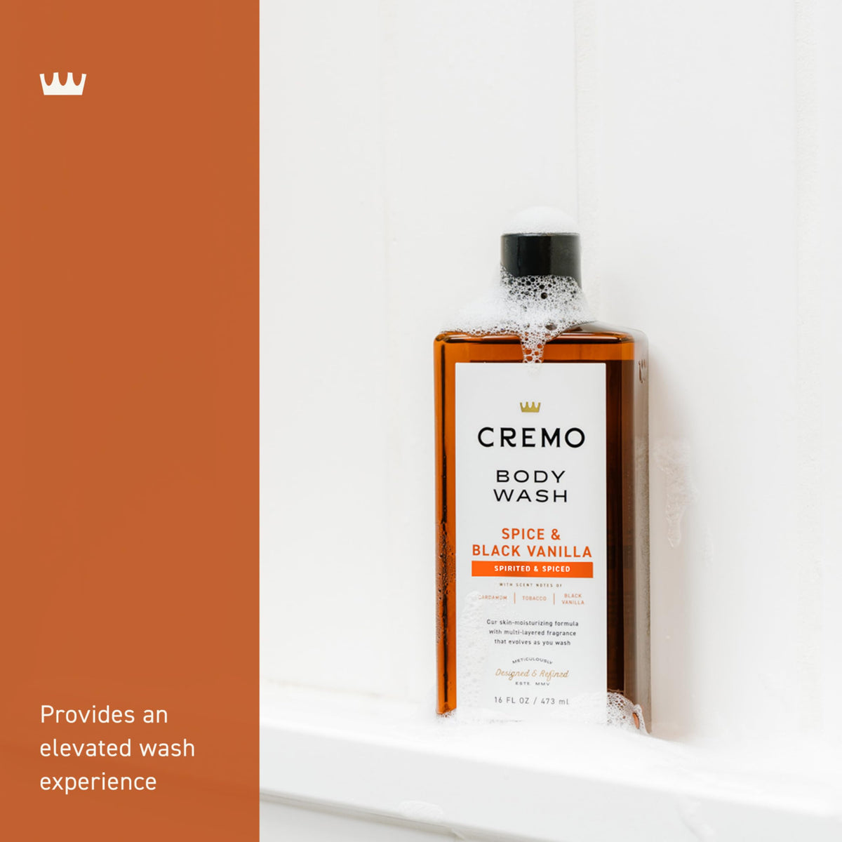 Cremo rich lather close-up showing creamy foam for deep cleanse