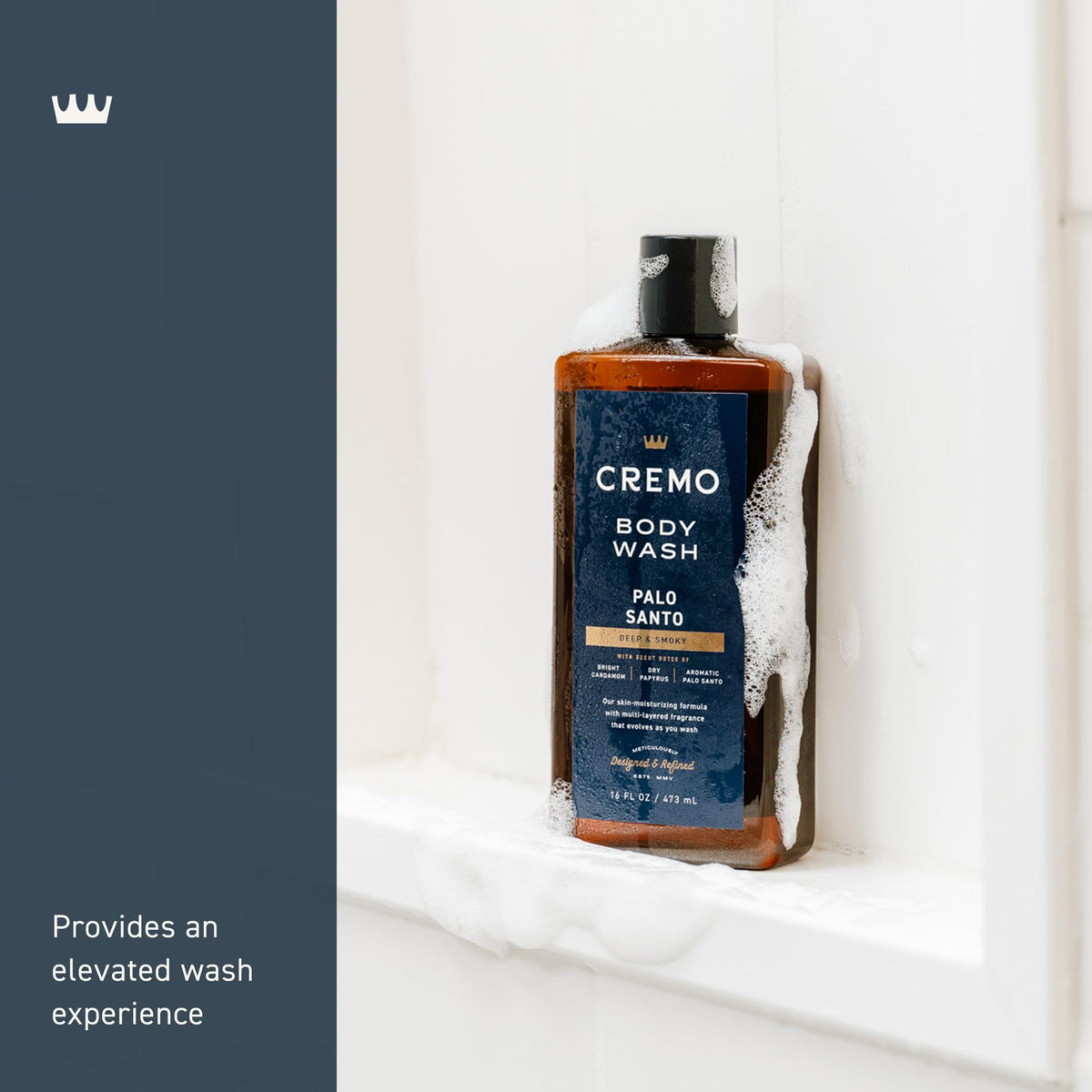 Close-up of Cremo foam texture illustrating creamy lather that moisturizes