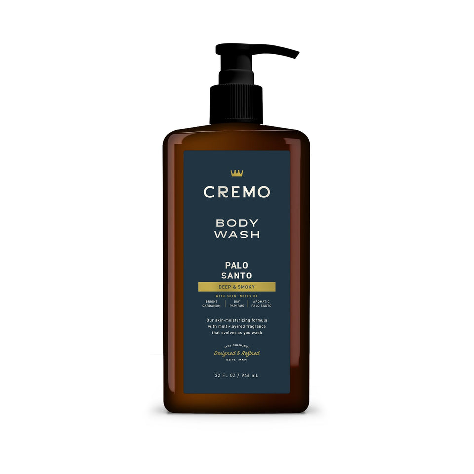 Cremo front packaging 32oz pump showing brand and scent for easy selection