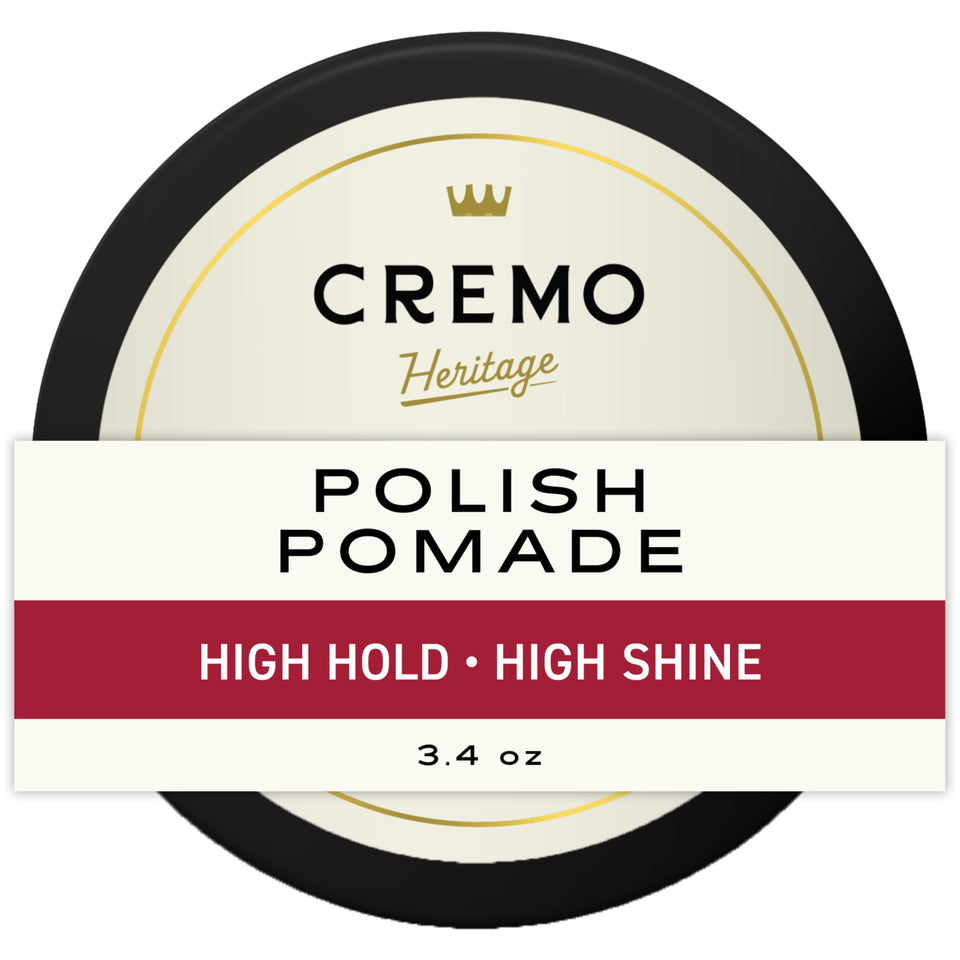 Cremo jar front view showing packaging and premium finish benefit