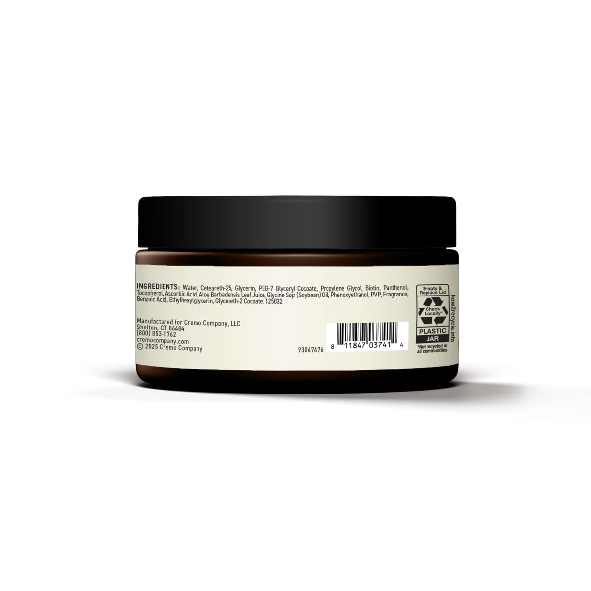 Cremo label close-up highlighting barber-grade quality and ingredients