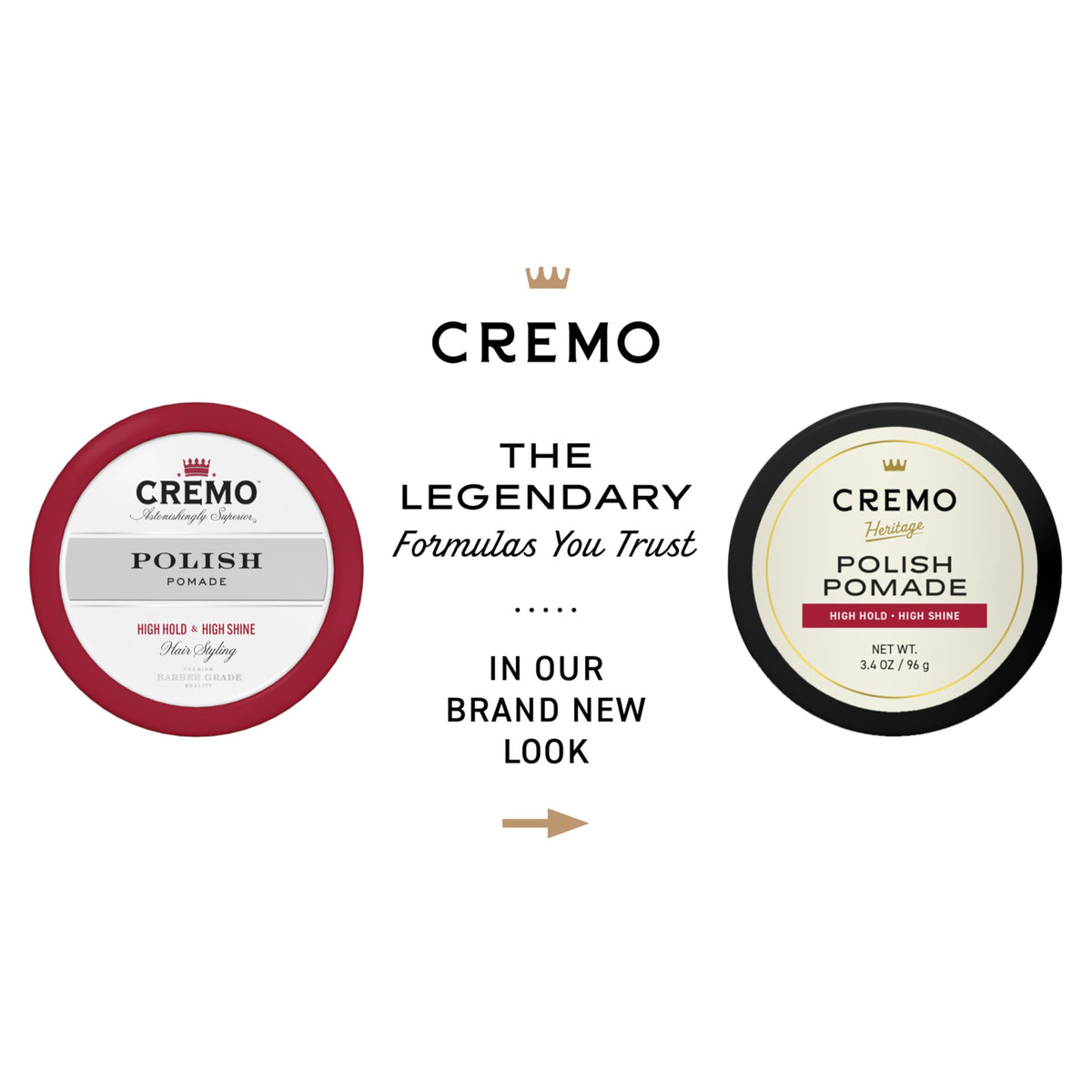 Cremo open jar close-up texture displaying smooth, high-shine formula