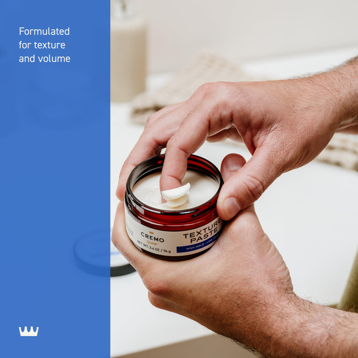 Cremo applied on hands demonstrating quick warming and even spread
