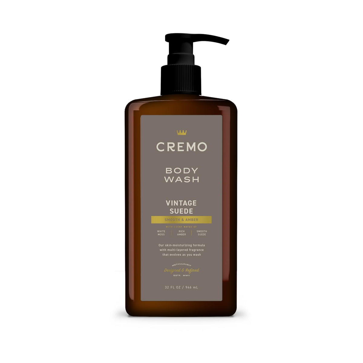 Cremo front pump bottle showing label and convenient dispenser for value
