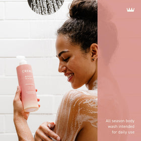 Cremo pour and lather demonstrating rich foam and moisturizing texture in hand