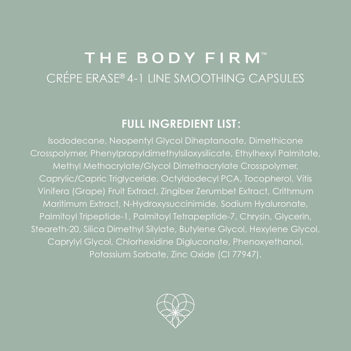 Crepe Erase ingredients label highlighting TruFirm botanical complex
