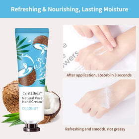 CRISTALBOX being applied to hands demonstrating hydration and quick absorption