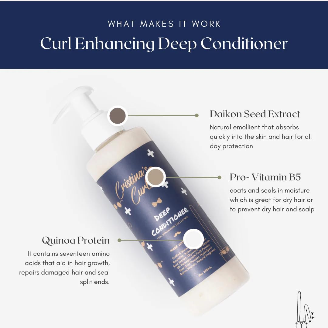 Cristina's Curls conditioner in hands demonstrating high slip to detangle with less breakage