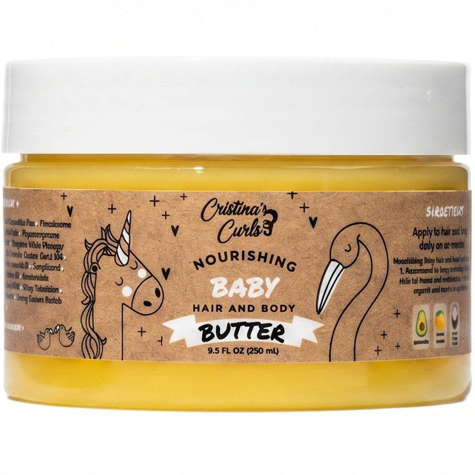 Cristina's Curls front jar showing label and compact packaging, easy storage benefit