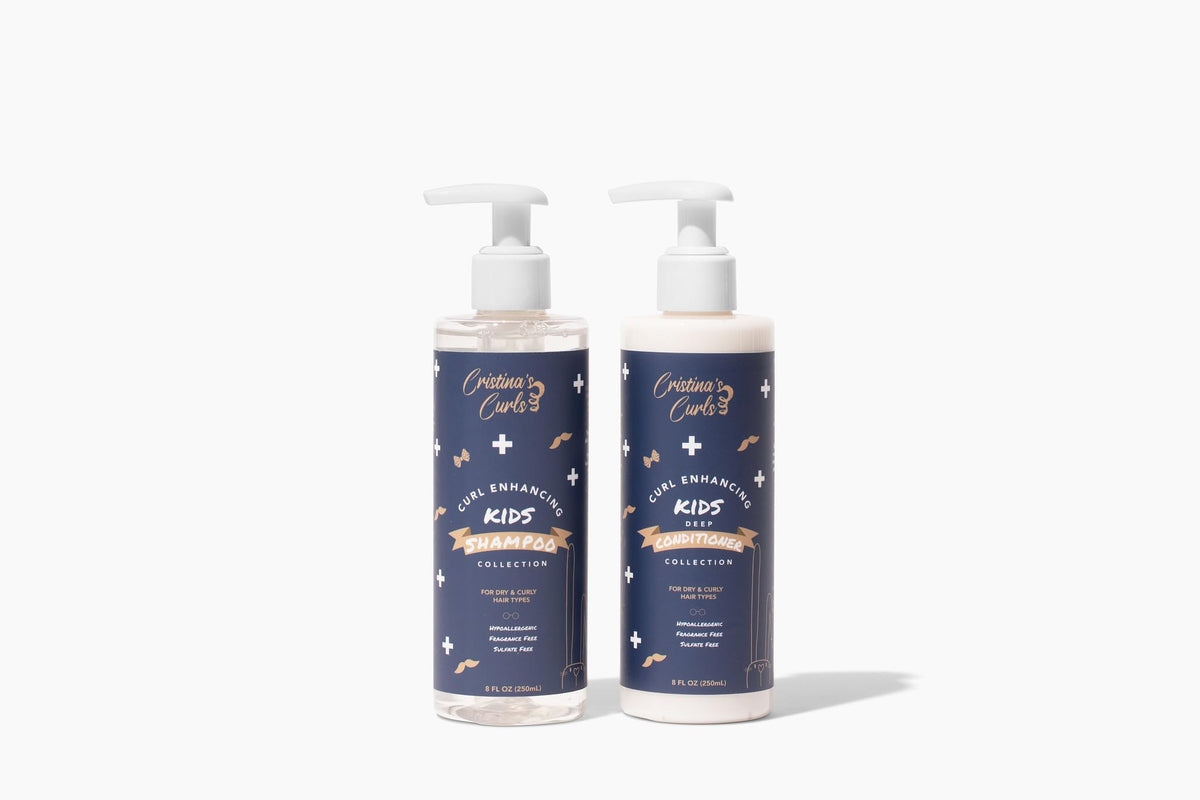 Cristina's Curls set shown in a kids' styling moment illustrating soft, ready-to-style curls
